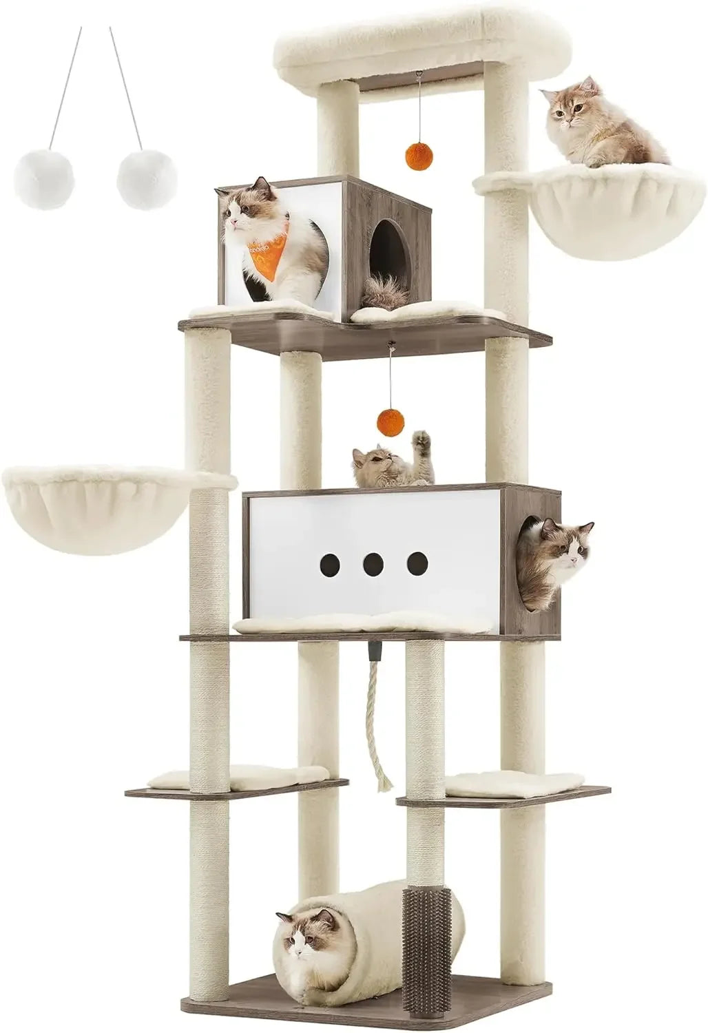 Ljustra 77.5 Inch Tall Modern Cat Tree Multi-Level Cat Tower for Cats