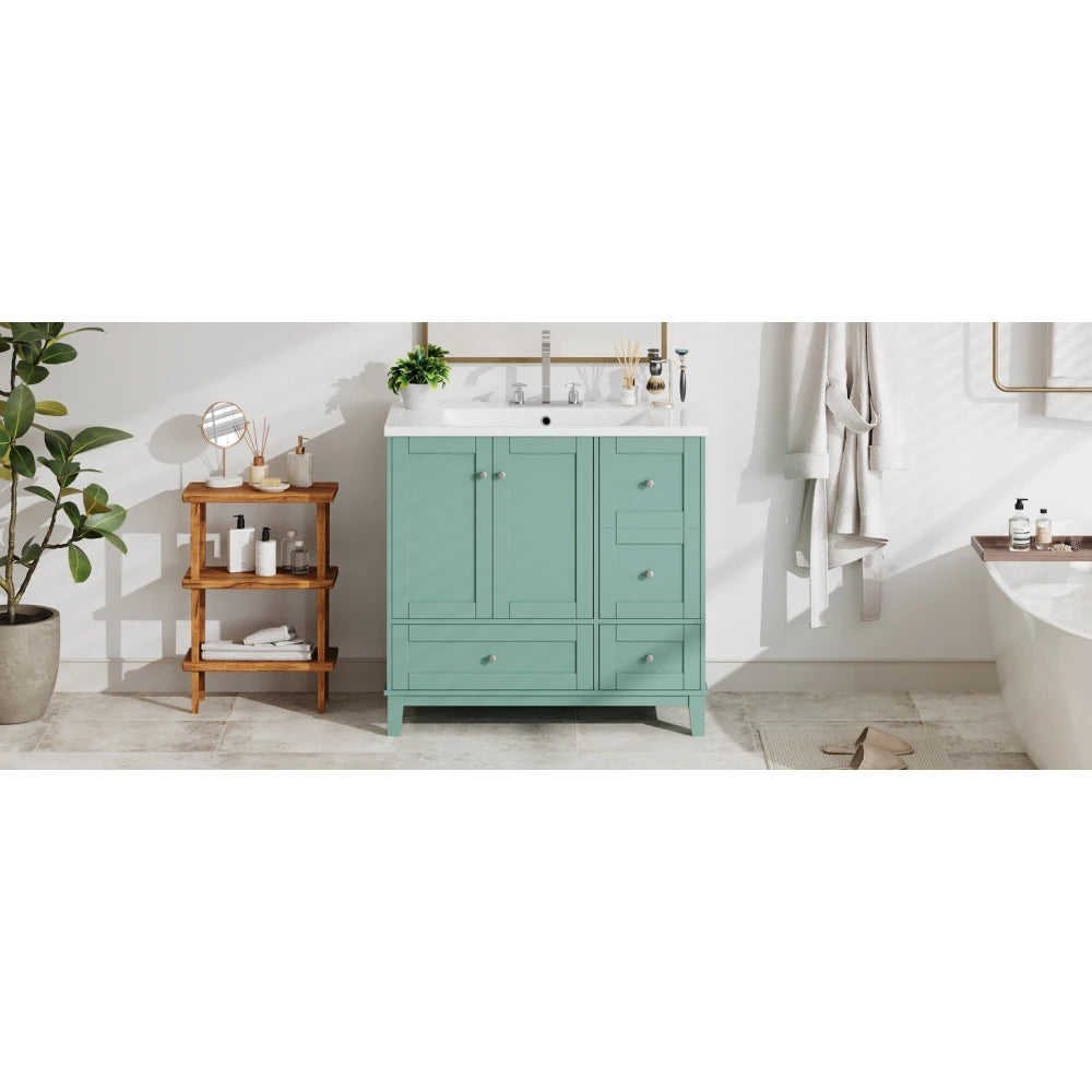 36 Inch Modern Bathroom Vanity with USB Charging and Ample Storage