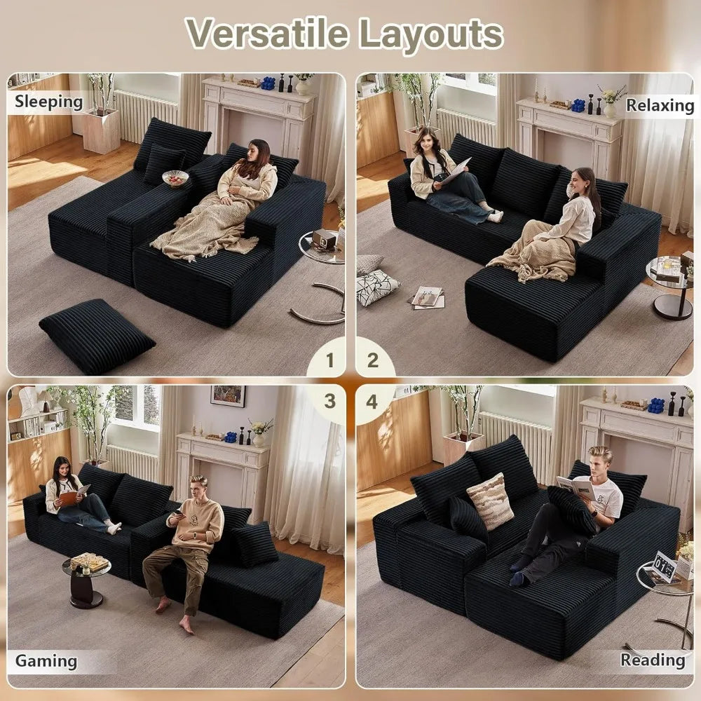 107 Inch Modular Sectional Sofa L Shaped Cloud Couch for Living Room