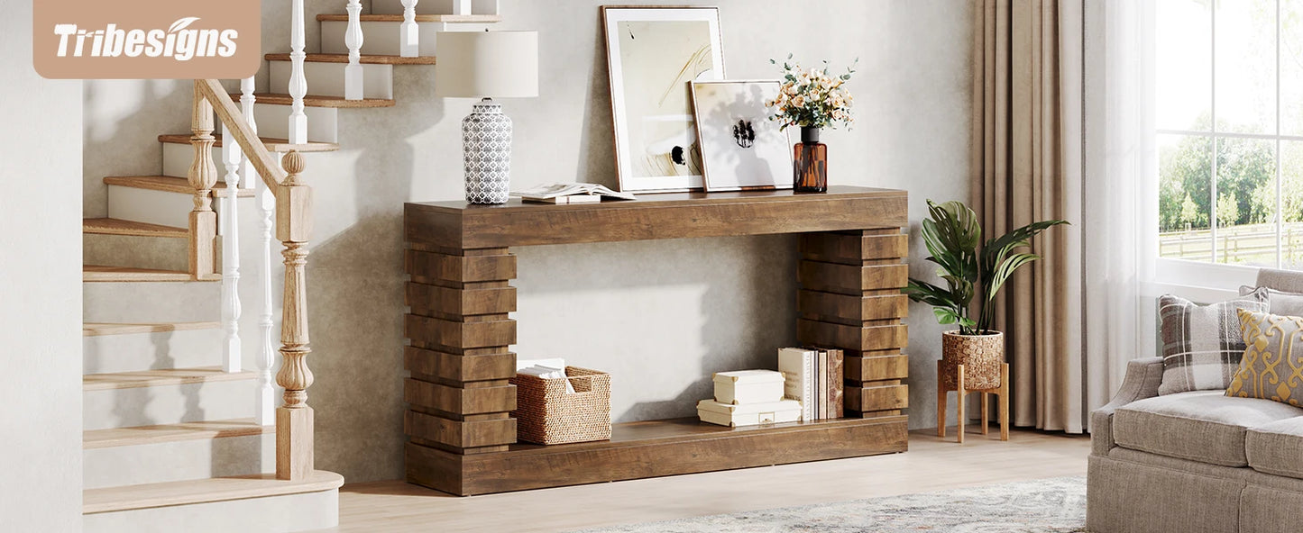 70.8-Inch Console Table Narrow Entryway Sofa Table with Storage