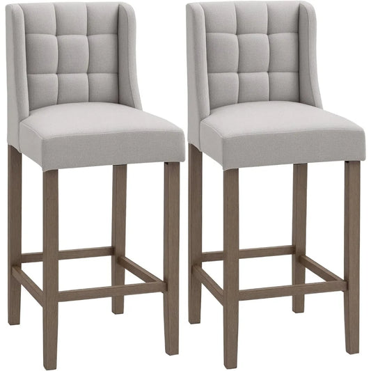 Modern Bar Stools Set of 2 Tufted Upholstered Pub Chairs Kitchen Dining