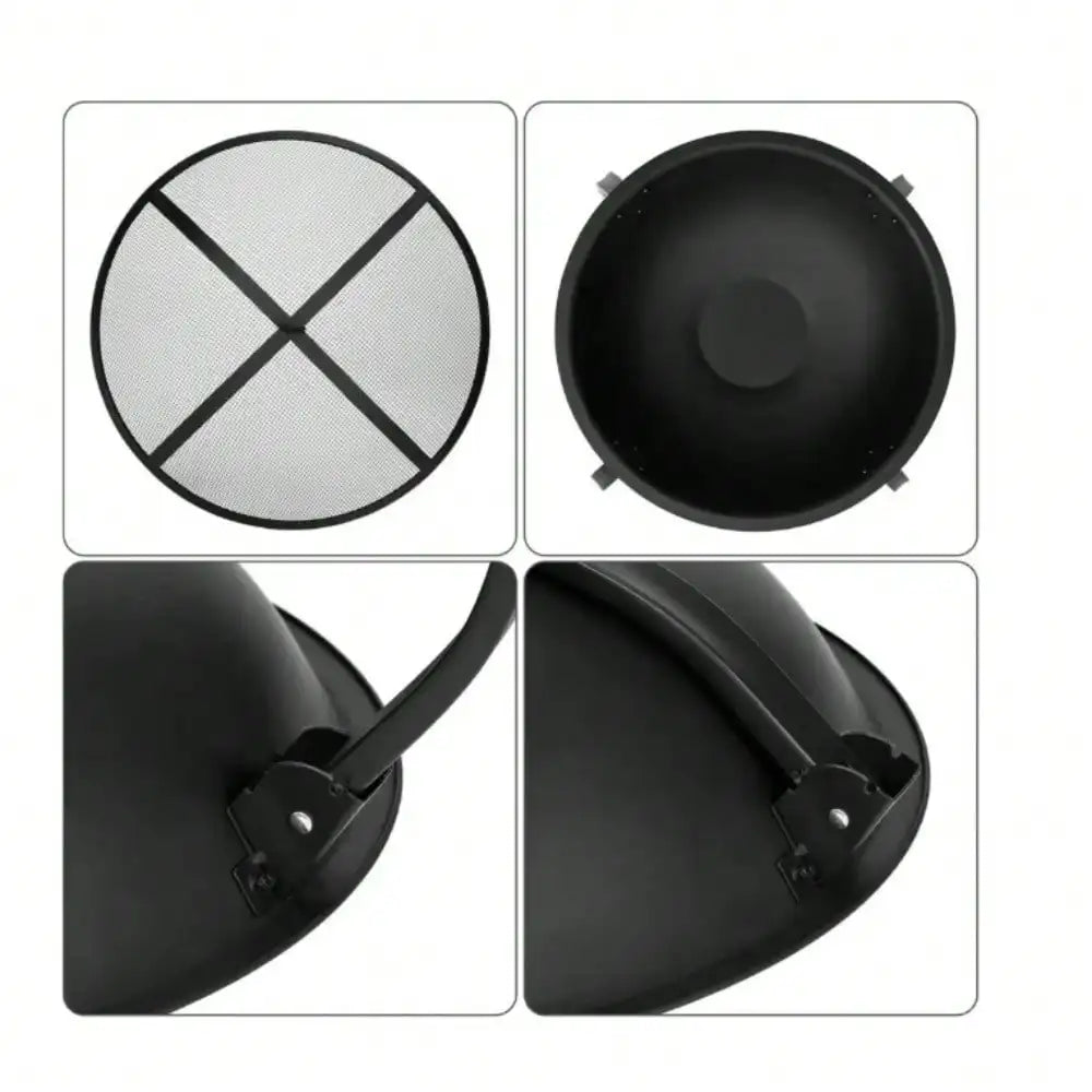 Foldable Round Metal Fire Pit 22in Backyard Patio Outdoor Cooking