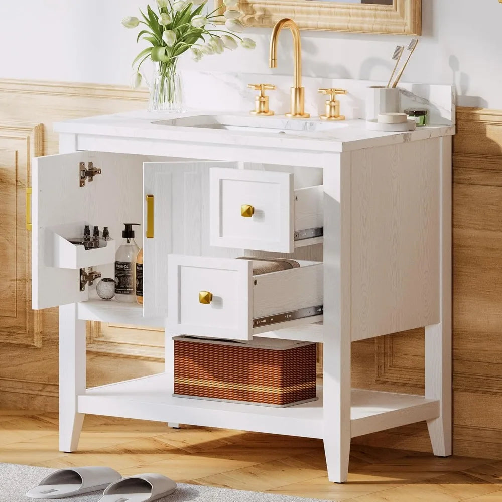 Modern Bathroom Vanity with Sink 30 Inch Storage Cabinet Easy Assembly