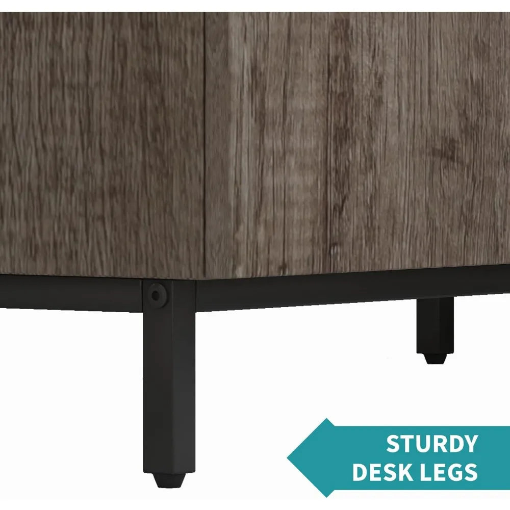 Home Office Corner Desk L Shaped Writing Desk with 3 Drawers and 4 Shelves