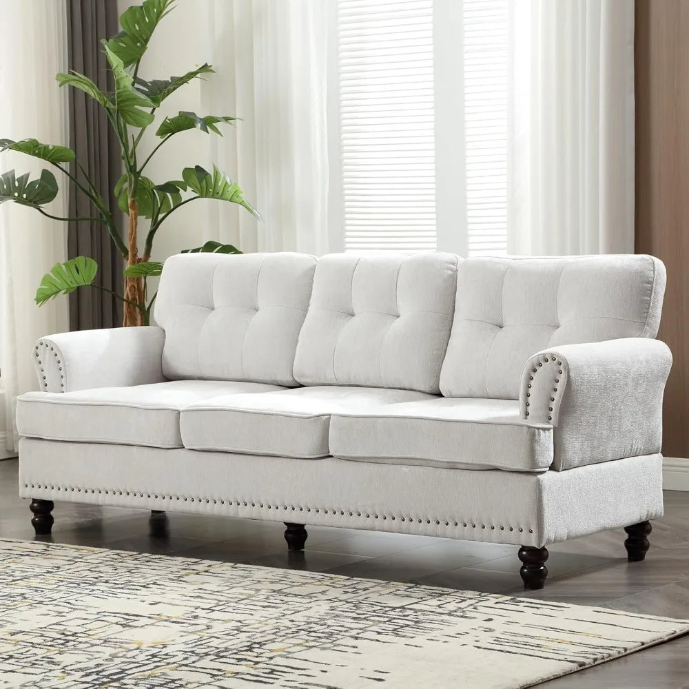 Ljustra 3 Seat Loveseat Sofa Rivet Design Mid-Century Modern