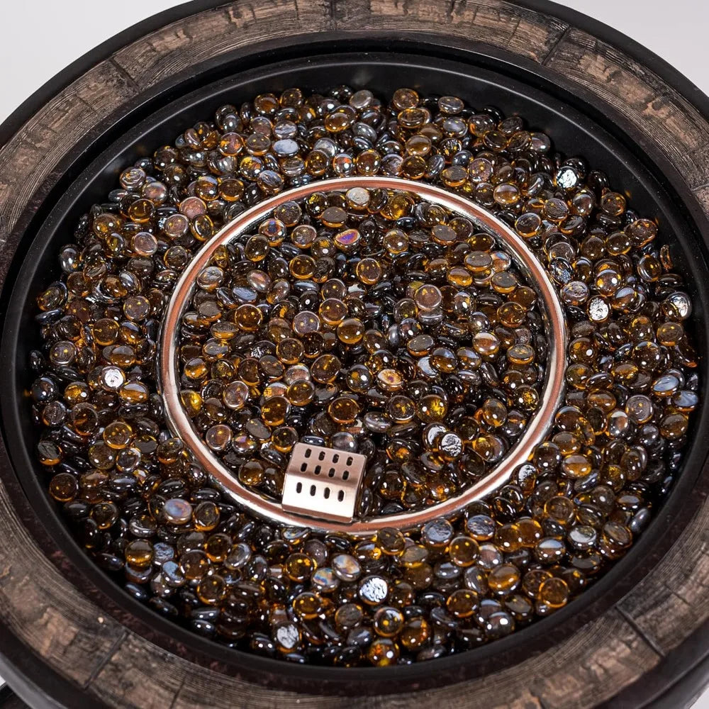 27 Inch Outdoor Wine Barrel Gas Fire Pit for Patios Cafes Model FP0121-P