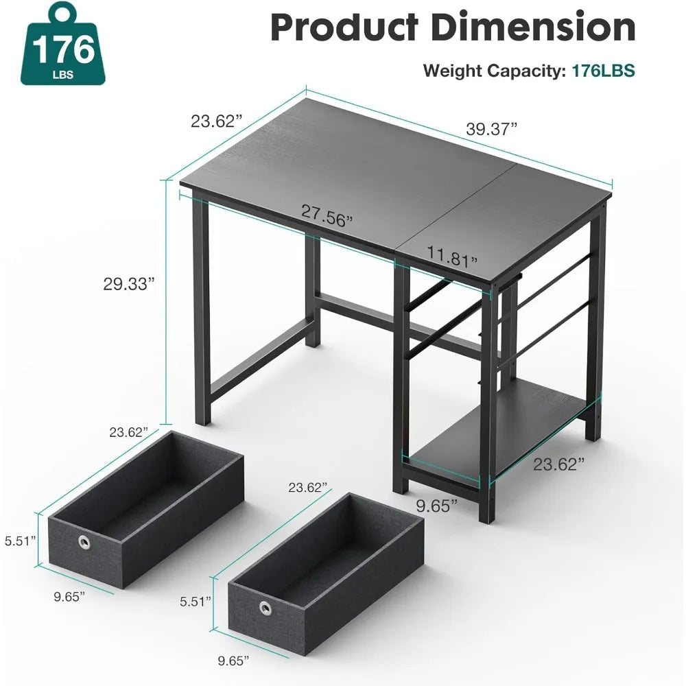 Modern Computer Desk with Storage Drawers Compact Writing Table for Home