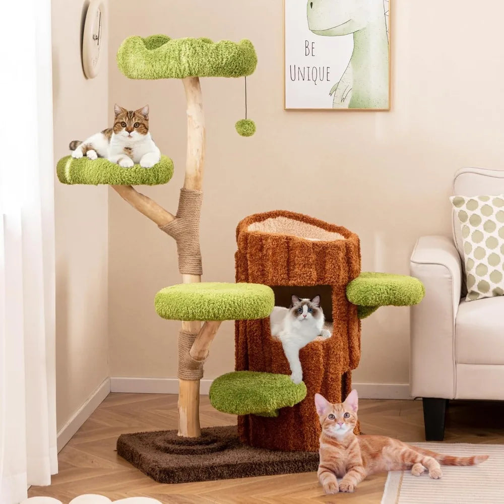 Ljustra 55 Inch Multi-Level Cat Tree Scratching Post Double Decker House