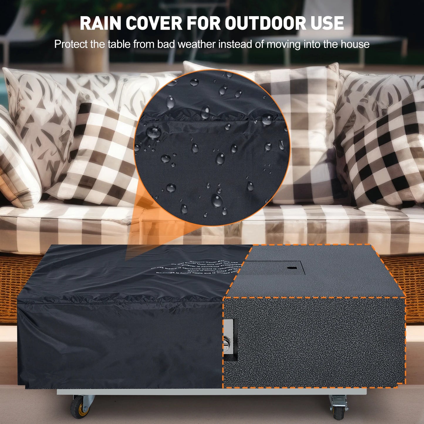 Ljustra 48 Inch Outdoor Rectangle Propane Gas Fire Pit Table 50000 BTU