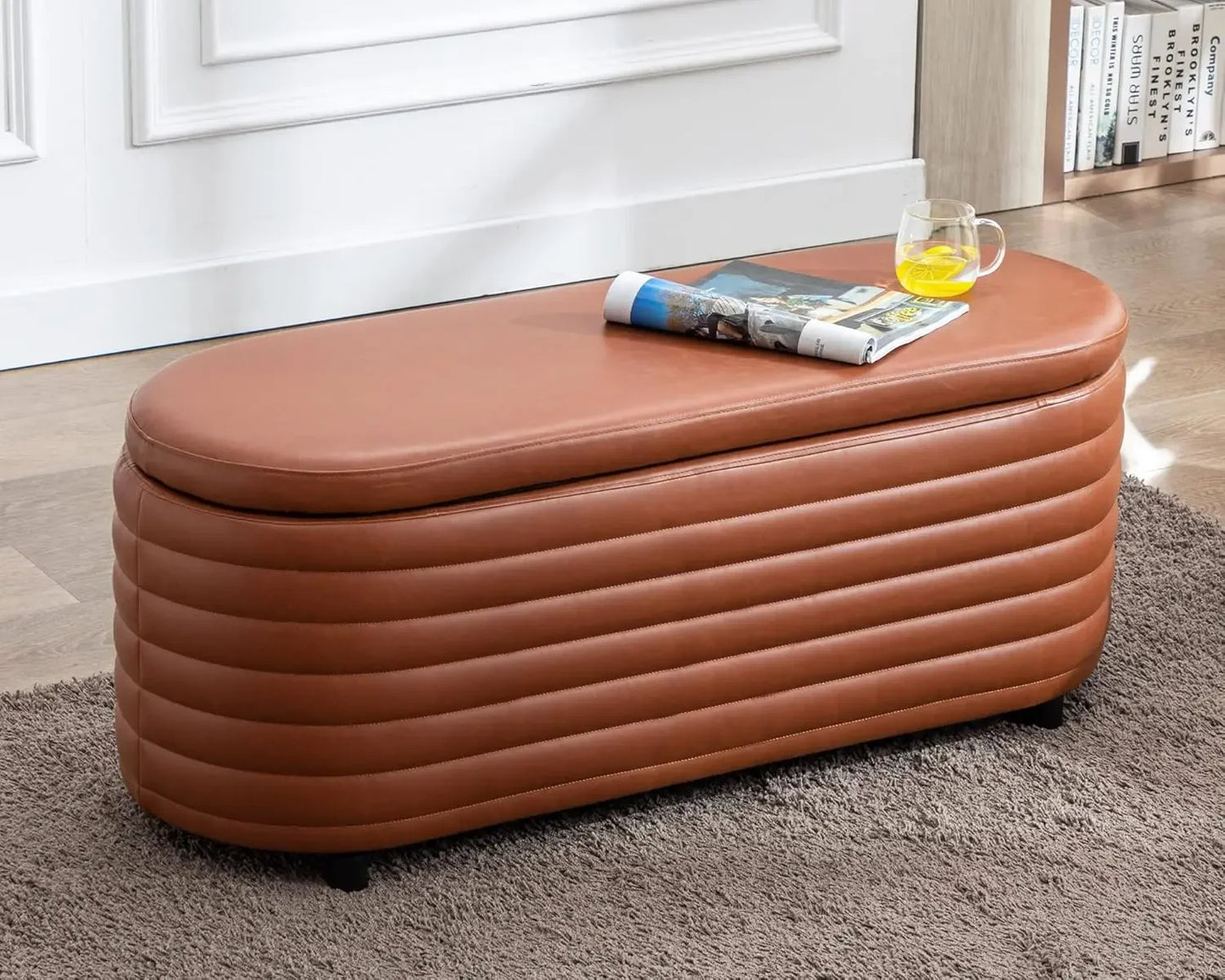 Ljustra Storage Teddy Ottoman Bench Upholstered Fabric Storage Seat