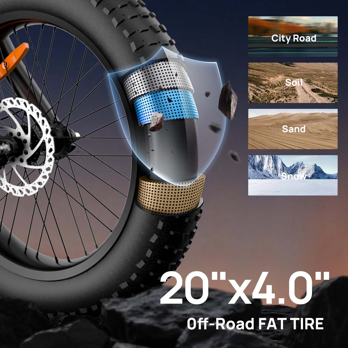 1500W Electric Mountain Bike 48V 100 Mile Range Fat Tire E-Bike