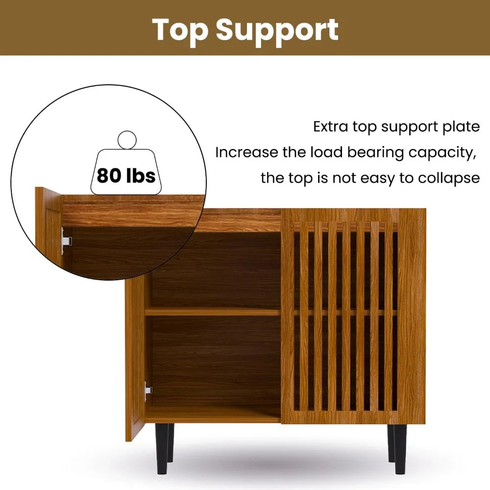 Farmhouse Storage Cabinet Set of 2 Buffet Sideboard Coffee Bar 63 Inch