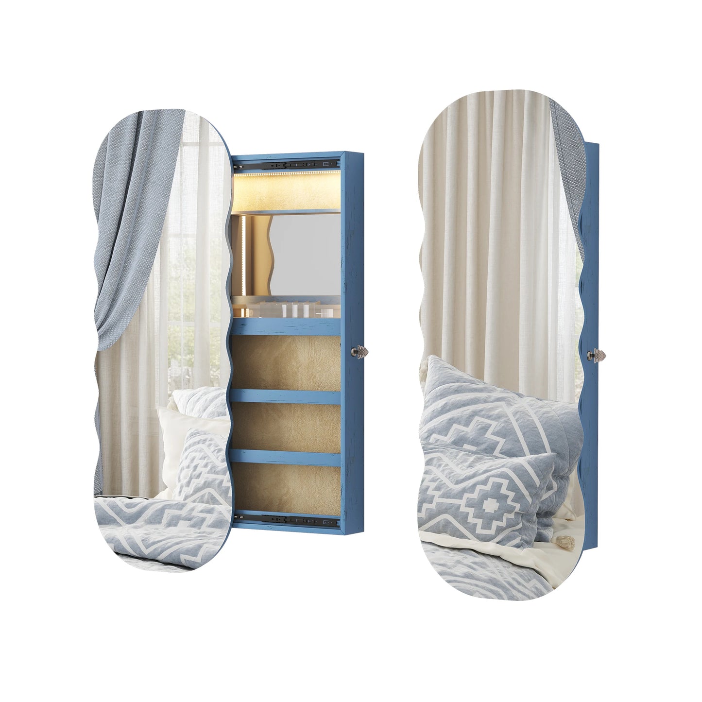 Ljustra Jewelry Armoire with LED Lights Lockable Hanging Organizer Cabinet