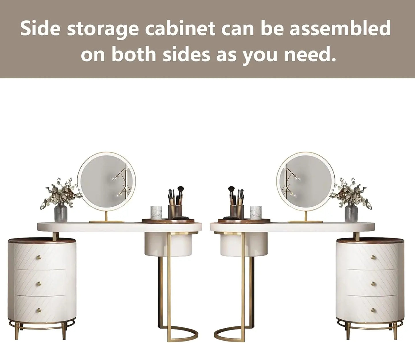 Vanity Desk with LED Lighted Mirror Makeup Table and Storage for Women