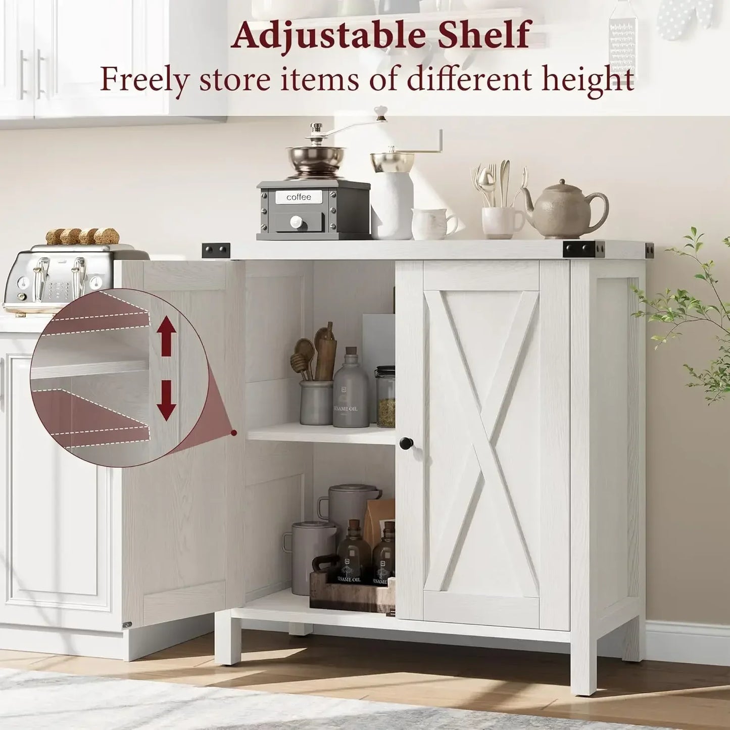 Buffet Cabinet Farmhouse Storage Sideboard Entryway Console Furniture