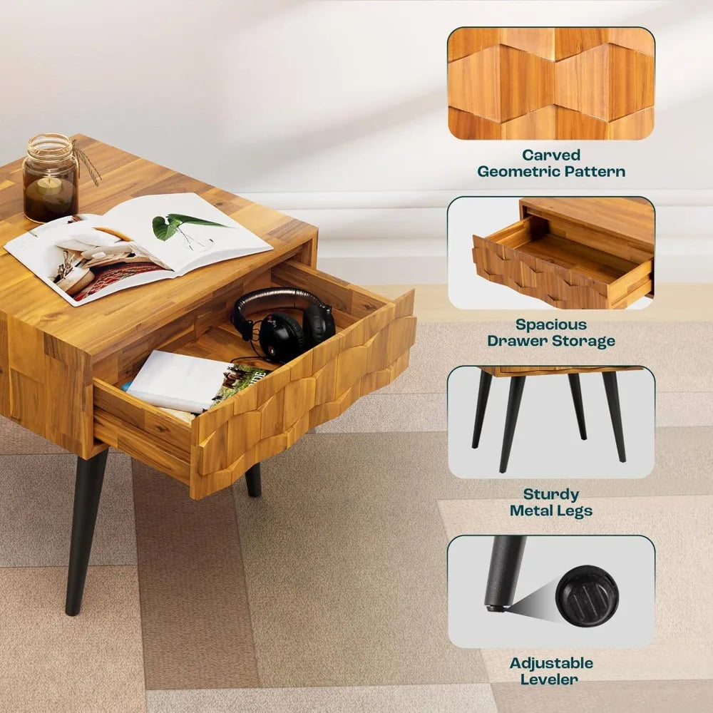 Georgina Solid Wood Nightstands Fully Assembled Rustic Bedroom Cabinet