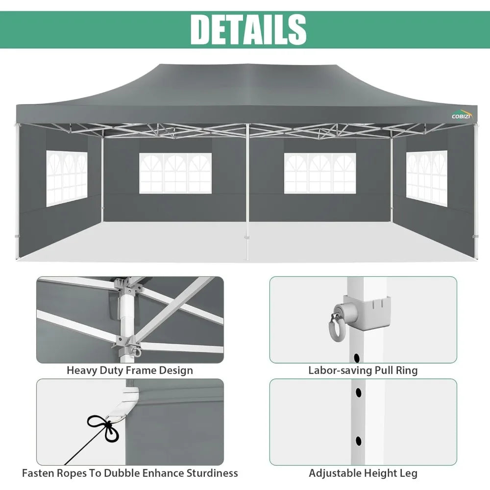 13x26 Heavy Duty Pop Up Tent Canopy with Sidewalls for Events Parties
