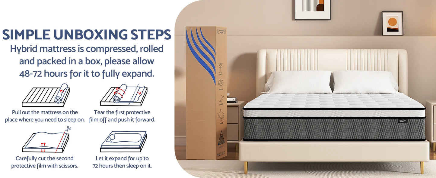 Ljustra King Mattress 12 Inch Hybrid Pressure Relief Medium Firm