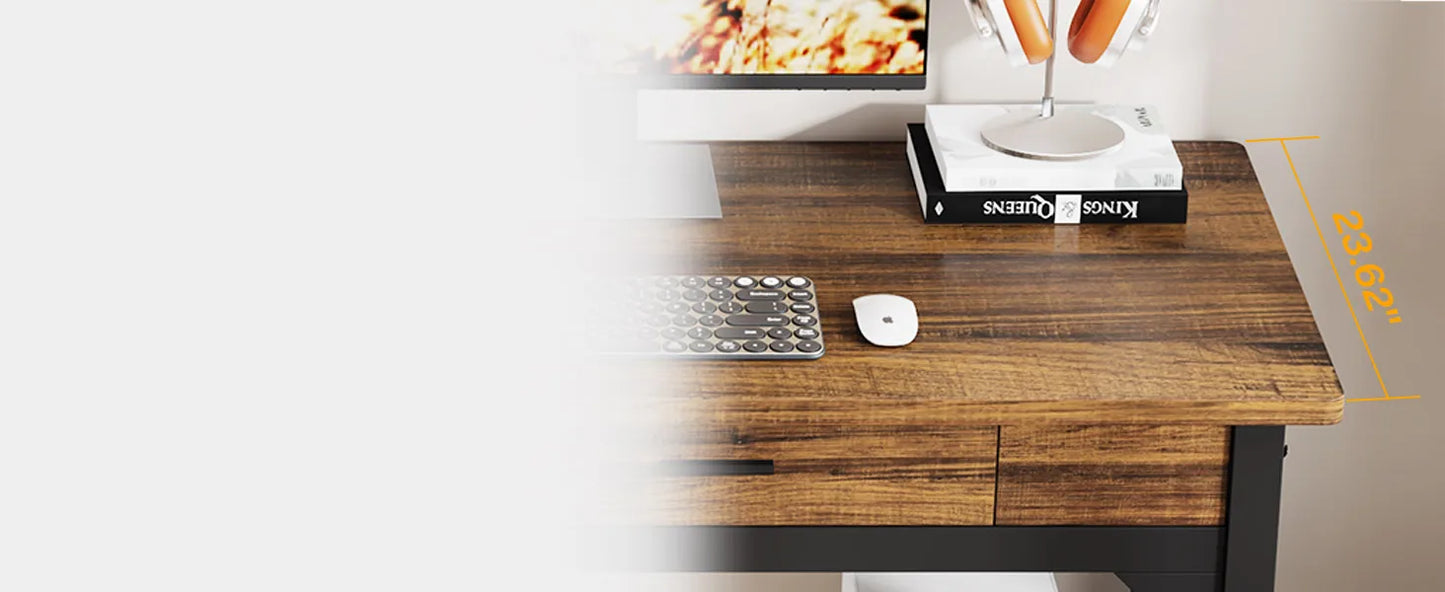 Ljustra 200cm Computer Desk Double Long Office Table with 2 Drawers