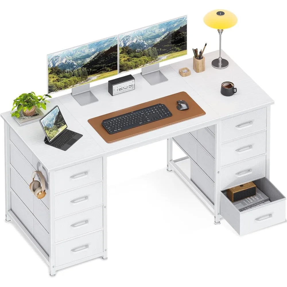 48 Inch Modern Computer Desk with 8 Drawers for Home Office Gaming