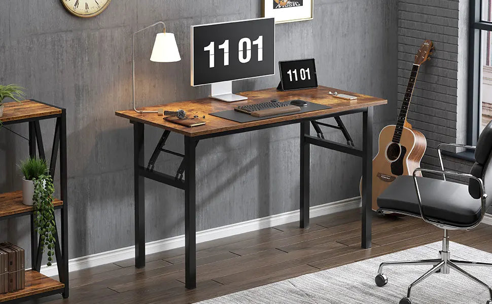 Ljustra 47 Inch Folding Computer Desk Office Desk BIFMA Certified Rustic Brown