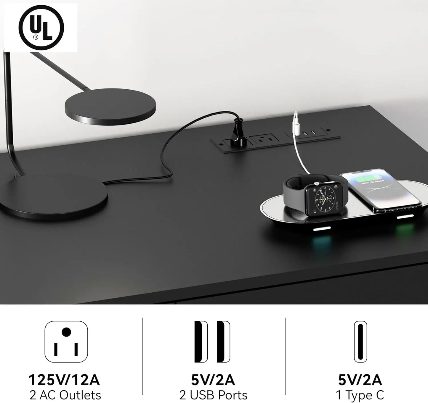 Dresser with Power Outlets 6 Drawer Storage Organizer Modern Chest of Drawers