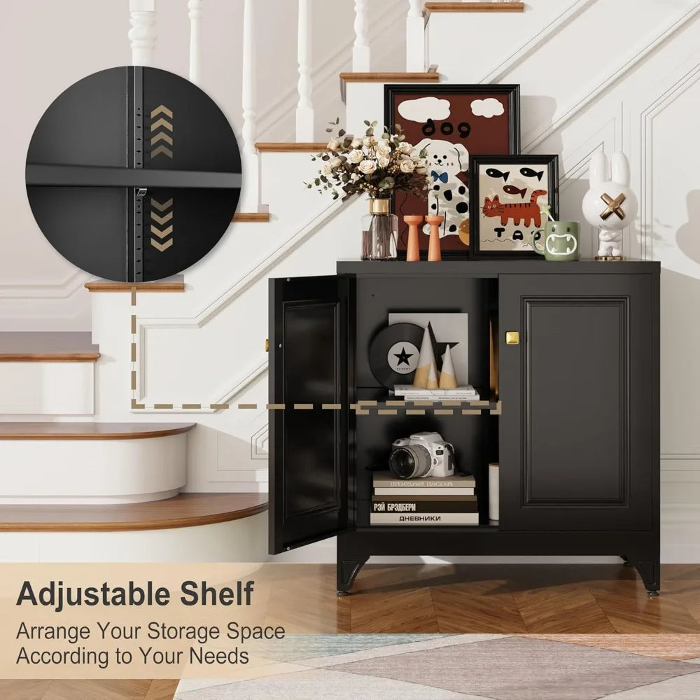 Coffee Bar Cabinet Kitchen Storage Adjustable Shelf Sideboard Buffet