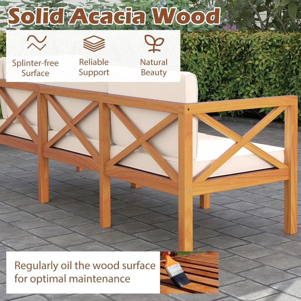 Ljustra 6 Piece Acacia Wood Patio Furniture Set Outdoor Sectional