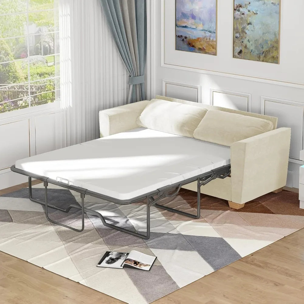 Ljustra 2-in-1 Full Pull Out Sofa Bed Modern Velvet Loveseat Sleeper Couch