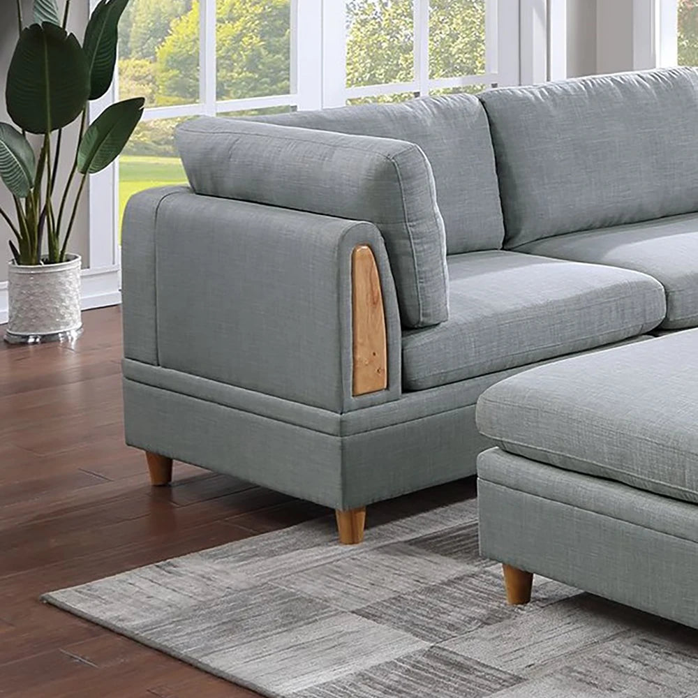 Ljustra 8pc Sectional Sofa Set Living Room Furniture Light Grey Fabric