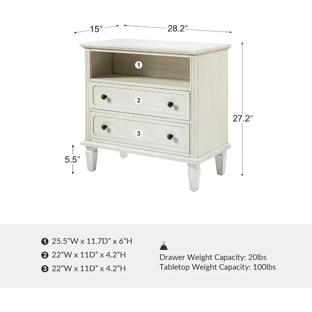 Nightstand Set of 2 with Charging Station Farmhouse End Table Storage