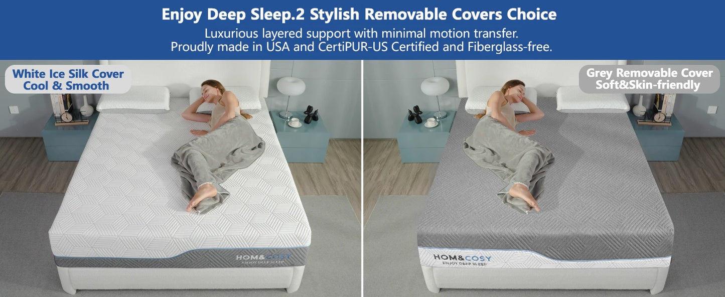 Ljustra 12 Inch Queen Size Memory Foam Mattress for Back Pain Relief