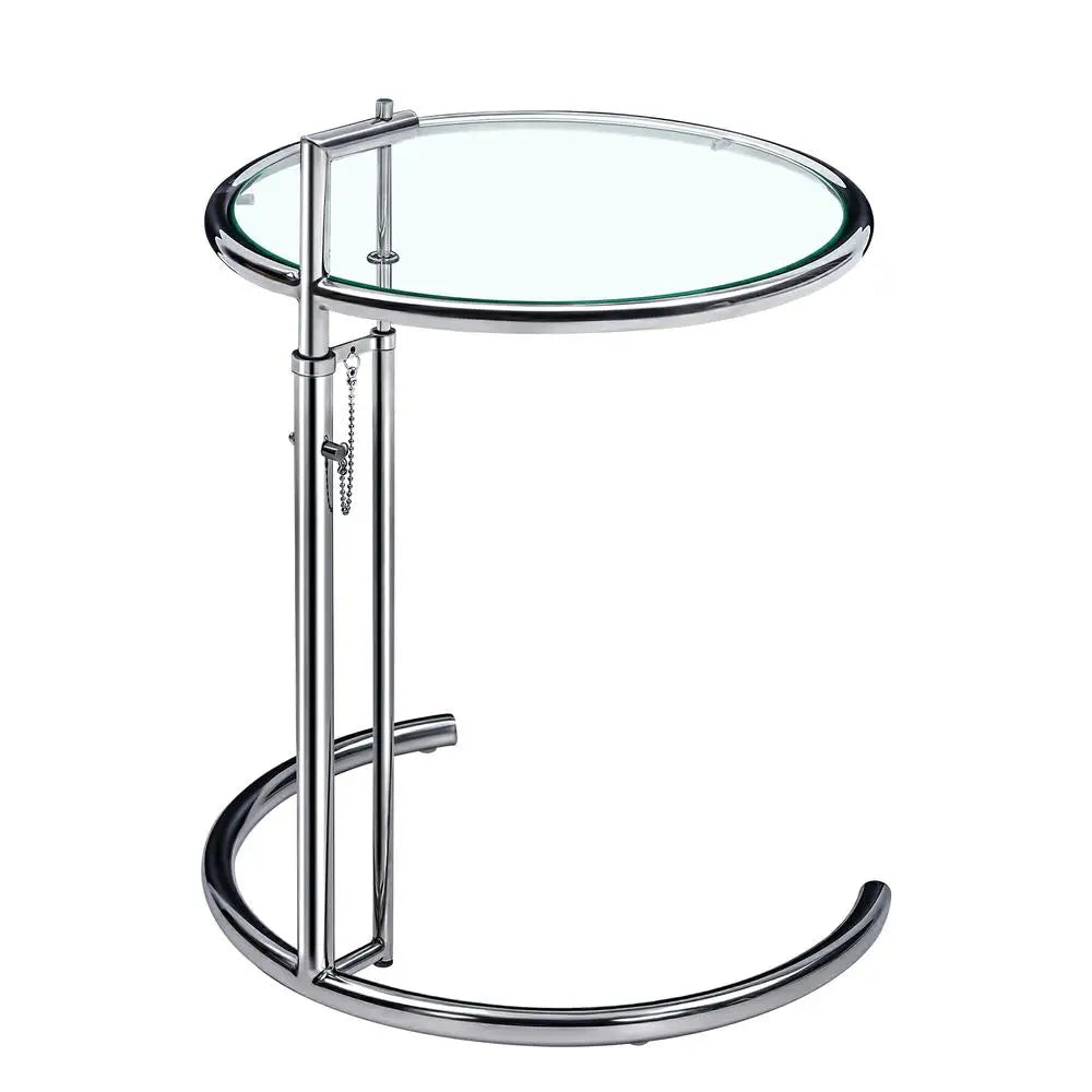 Modern Adjustable Chrome-Plated Glass Coffee Table Side End Table
