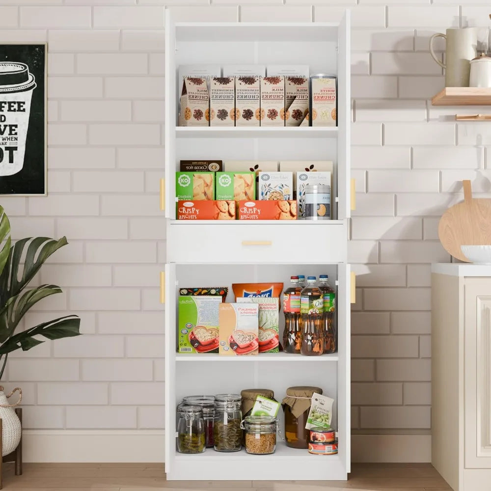 Ljustra 71 Inch Tall Pantry Cabinet Storage with Doors and Shelves
