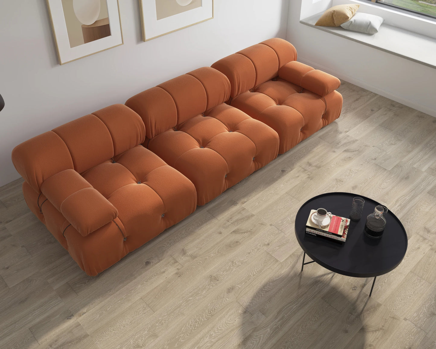 Ljustra 104" Modern Velvet Modular Sectional Sofa, Minimalist Design, 3 Seat