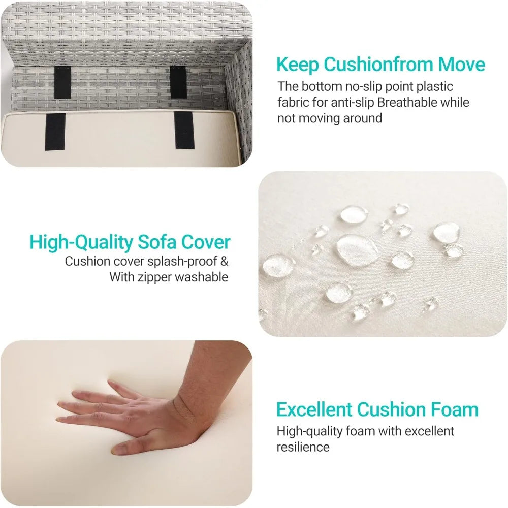 Ljustra 6-Piece Outdoor Patio Wicker Sofa Set with Cushions & Table