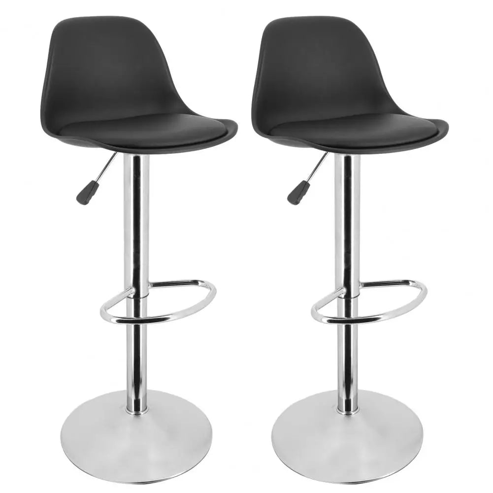 Modern Armless Kitchen Island Stool Set of 2 Adjustable Faux Leather