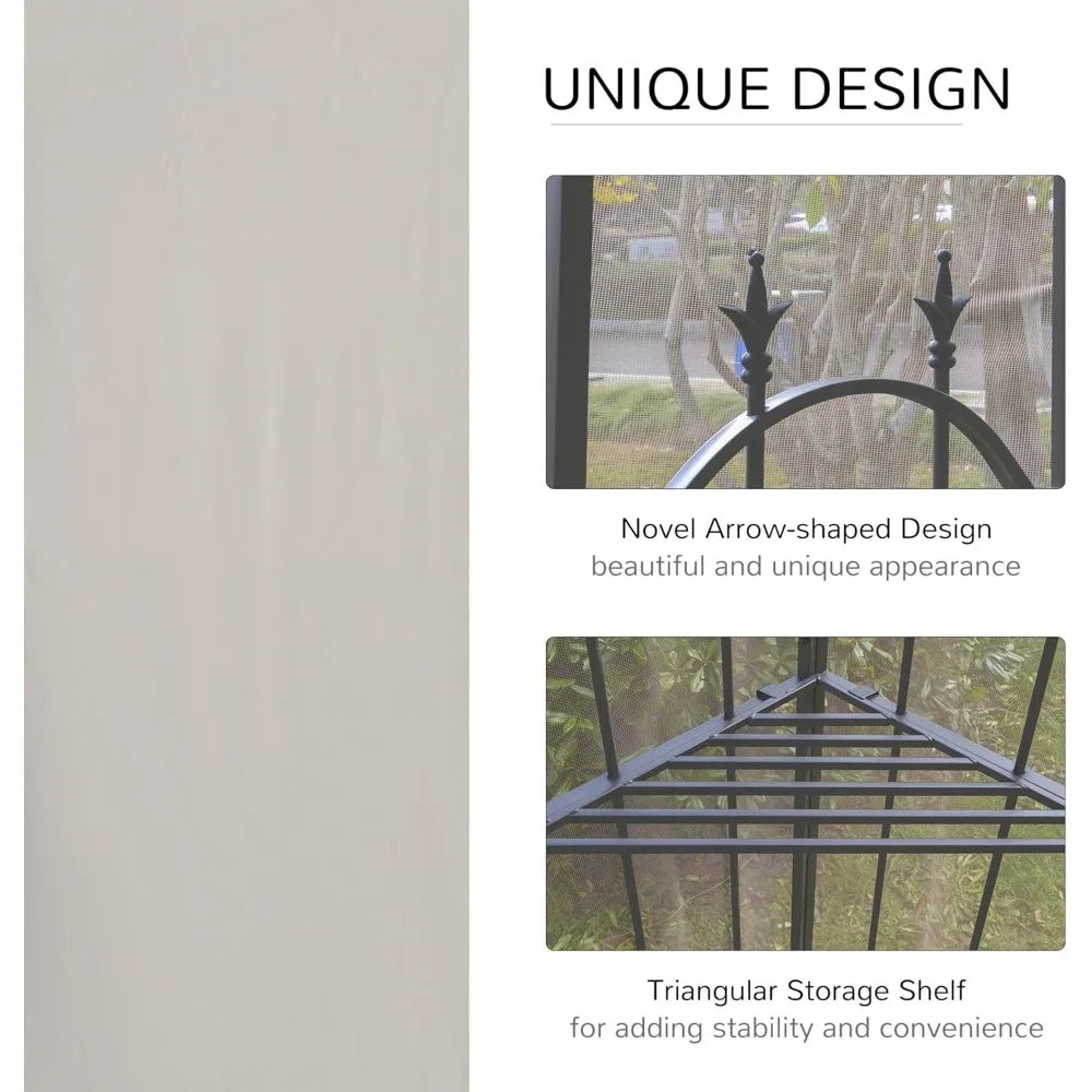 10x10 Patio Gazebo Double Roof Outdoor Shelter with Netting and Shelves