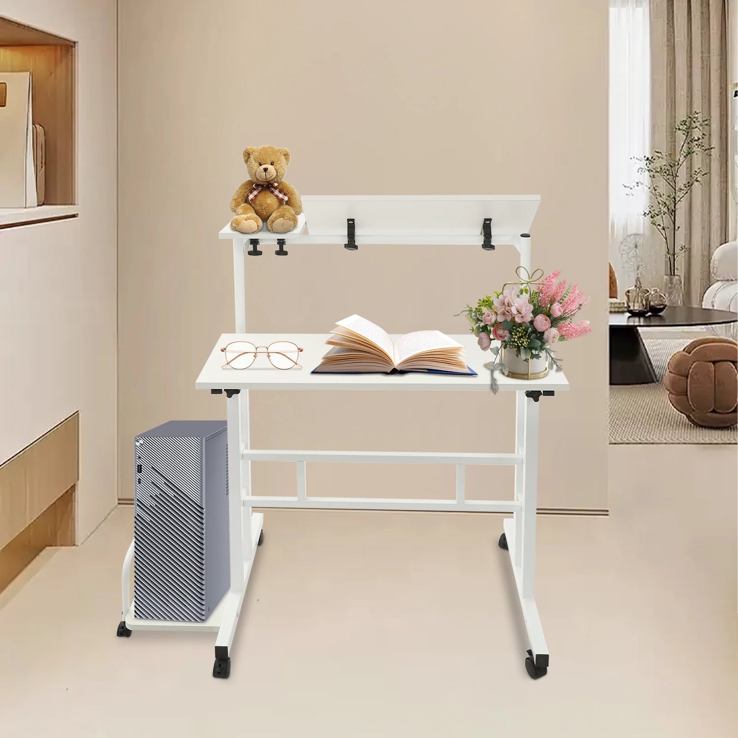 Multi Functional Foldable Desk Adjustable Computer Table with Wheels