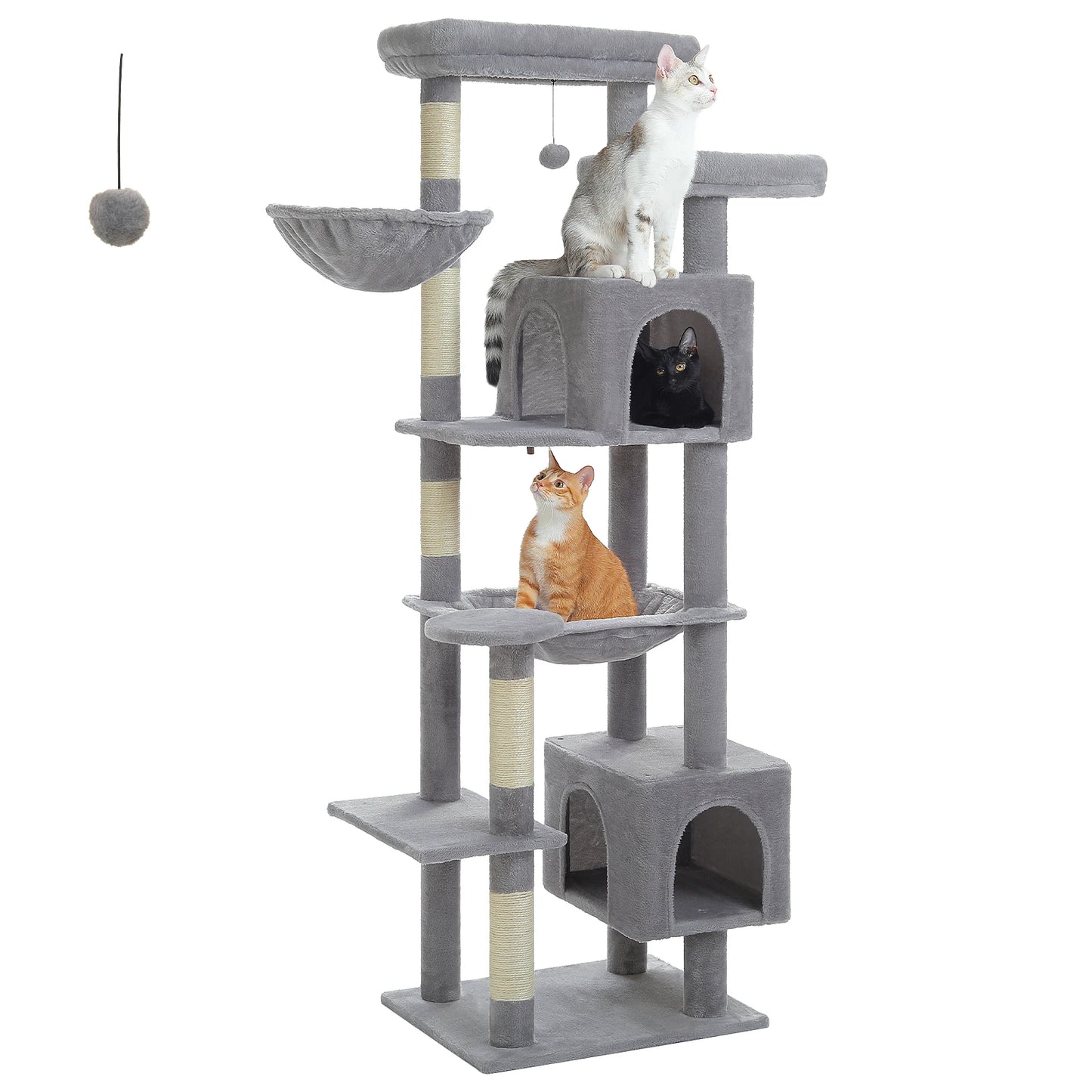 175cm Cat Tree for Large Cats with Hammock Condo Perch Scratching Posts