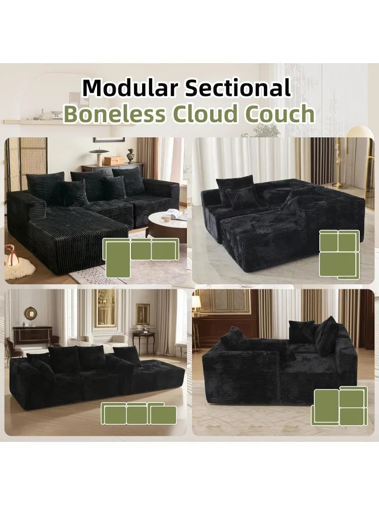 108 Inch Modular Sectional Sofa Boneless Cloud Couch L Shaped Living Room