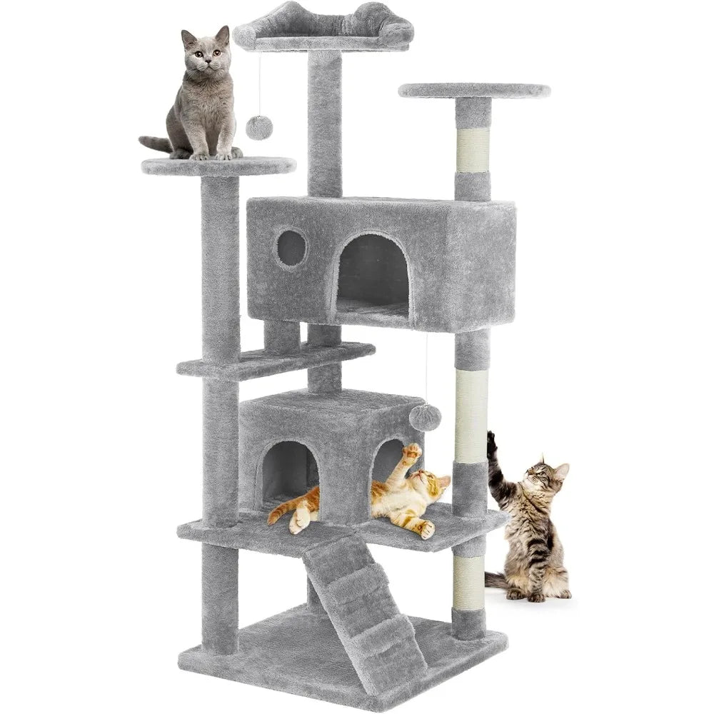 Ljustra 54inch Indoor Cat Tree Tower Multi-Level Pet House for Cats