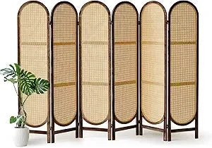 4 Panel Foldable Room Divider Screen Portable Rattan Privacy Divider