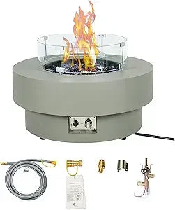 32.5 Inch Outdoor Gas Fire Pit Table with Natural Gas Conversion Kit