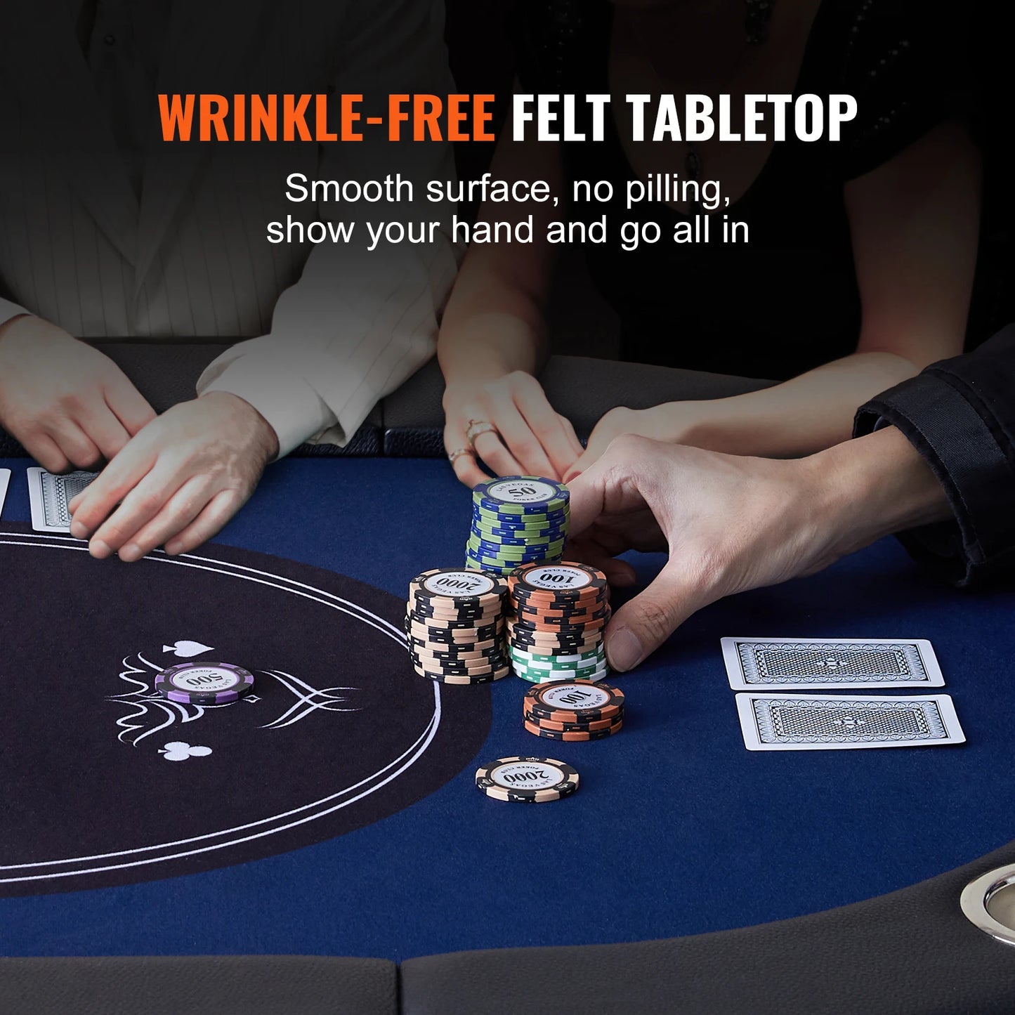 **** Ljustra Foldable Poker Table 8 Player Stainless Steel Cup Holders