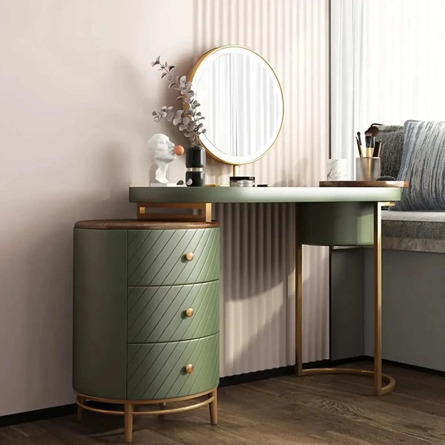 Vanity Desk with LED Lighted Mirror Makeup Table and Storage for Women