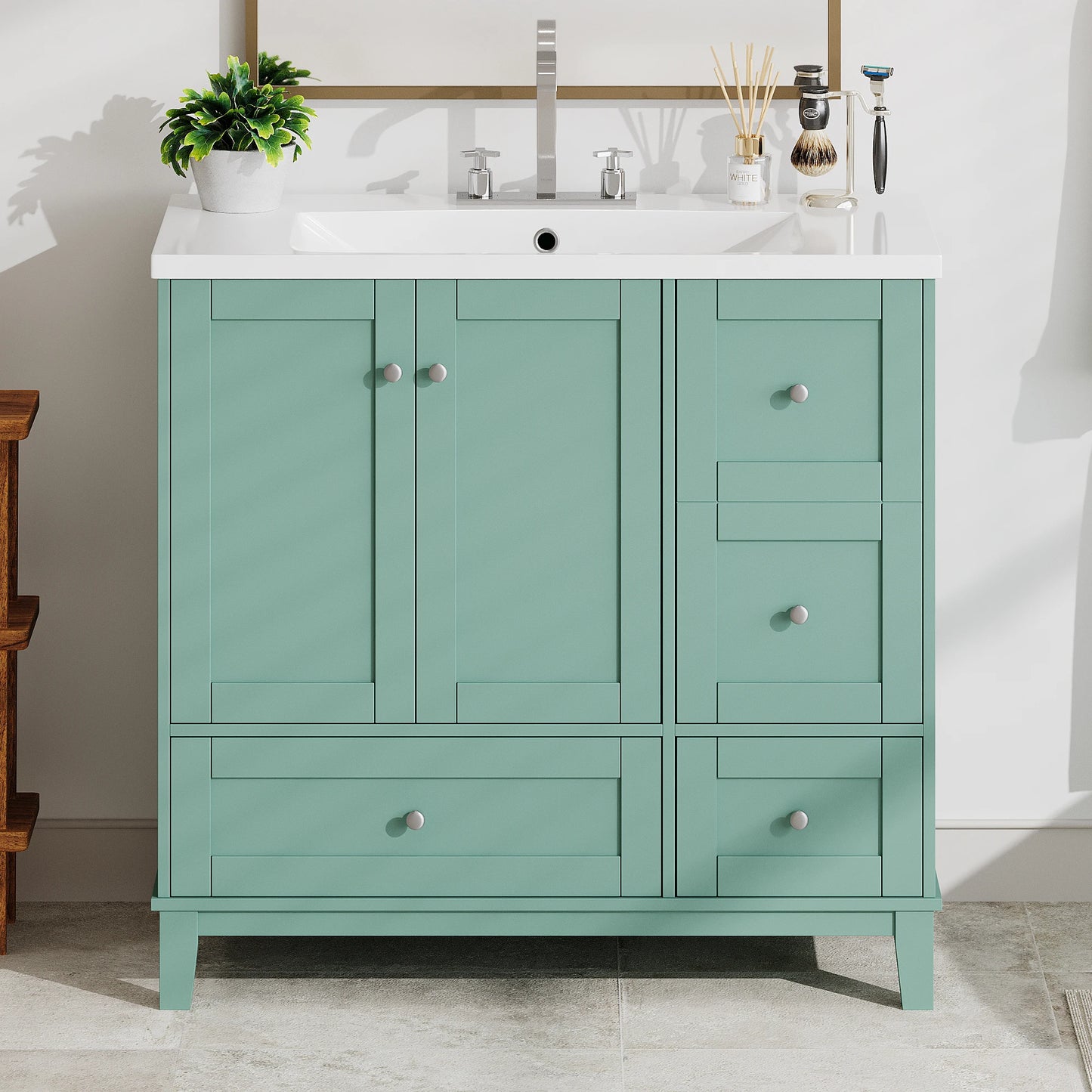 36 Inch Modern Bathroom Vanity with USB Charging and Ample Storage