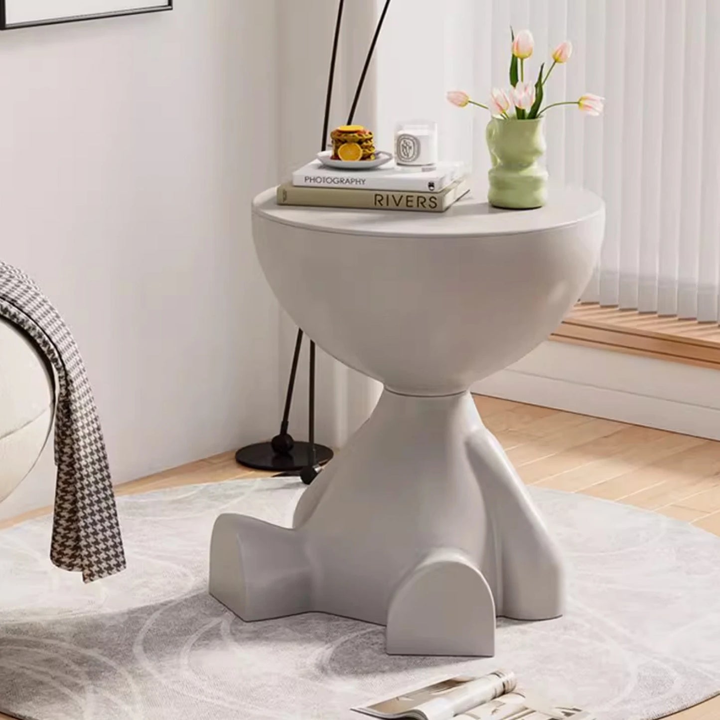 Ljustra Modern Round Matte Coffee Table Small Storage Stool for Living Room