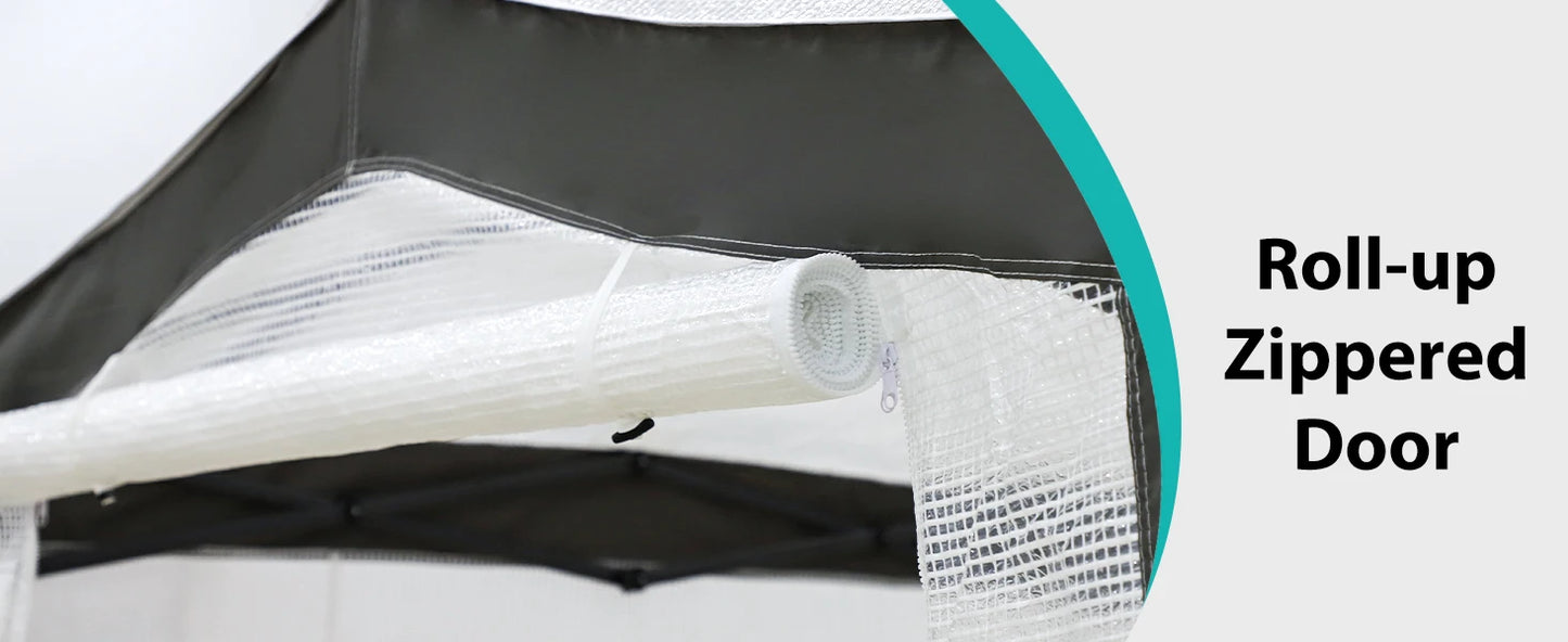 8x6 Portable Walk-in Greenhouse with Zipper Doors and Mesh Windows