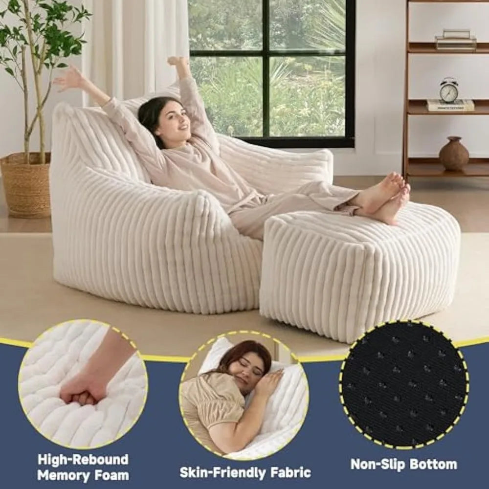Ljustra Giant Bean Bag Chair Oversized Memory Foam Lounge Couch